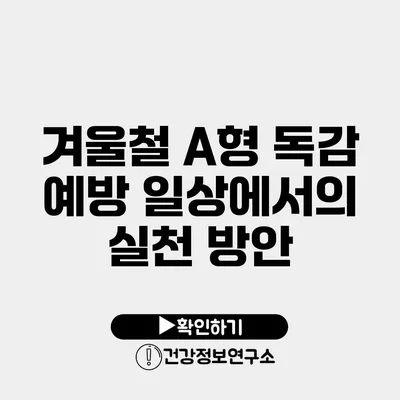 겨울철 A형 독감 예방 일상에서의 실천 방안