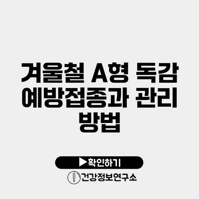 겨울철 A형 독감 예방접종과 관리 방법