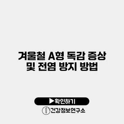 겨울철 A형 독감 증상 및 전염 방지 방법