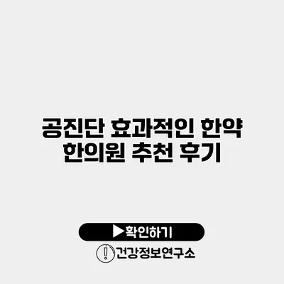 공진단 효과적인 한약 한의원 추천 후기