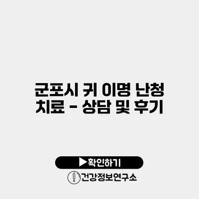 군포시 귀 이명 난청 치료 - 상담 및 후기