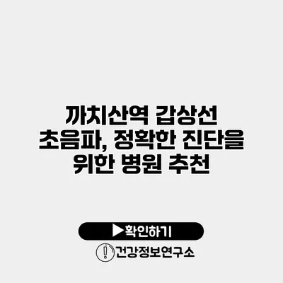 까치산역 갑상선 초음파, 정확한 진단을 위한 병원 추천