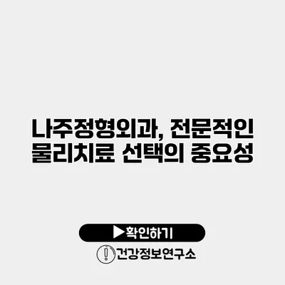 나주정형외과, 전문적인 물리치료 선택의 중요성