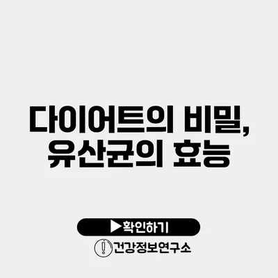 다이어트의 비밀, 유산균의 효능