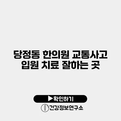 당정동 한의원 교통사고 입원 치료 잘하는 곳