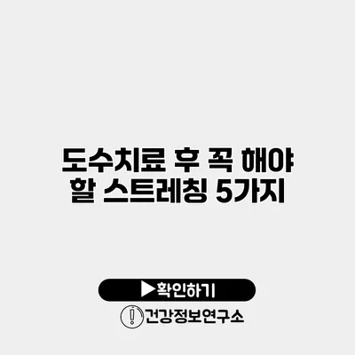 도수치료 후 꼭 해야 할 스트레칭 5가지