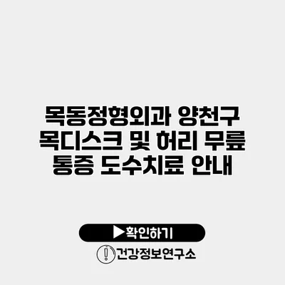 목동정형외과 양천구 목디스크 및 허리 무릎 통증 도수치료 안내