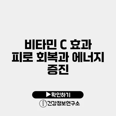 비타민 C 효과 피로 회복과 에너지 증진