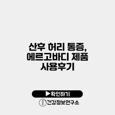 산후 허리 통증, 에르고바디 제품 사용후기