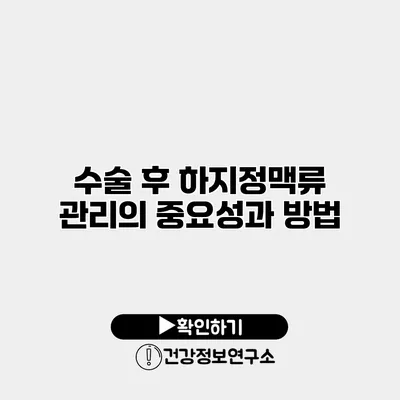 수술 후 하지정맥류 관리의 중요성과 방법