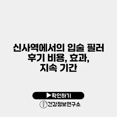 신사역에서의 입술 필러 후기 비용, 효과, 지속 기간