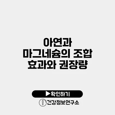 아연과 마그네슘의 조합 효과와 권장량