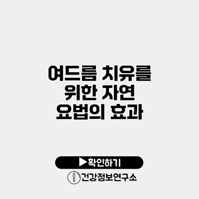 여드름 치유를 위한 자연 요법의 효과