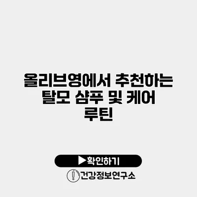 올리브영에서 추천하는 탈모 샴푸 및 케어 루틴