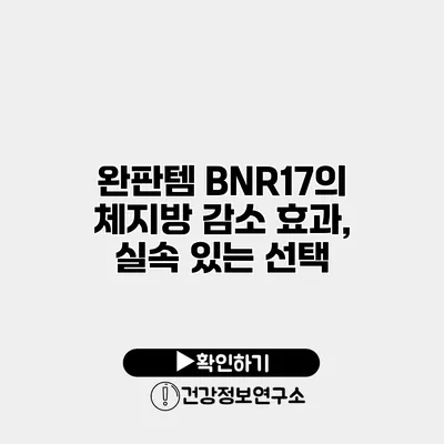 완판템 BNR17의 체지방 감소 효과, 실속 있는 선택