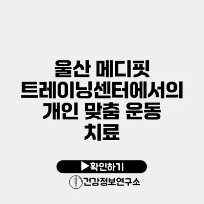 울산 메디핏 트레이닝센터에서의 개인 맞춤 운동 치료