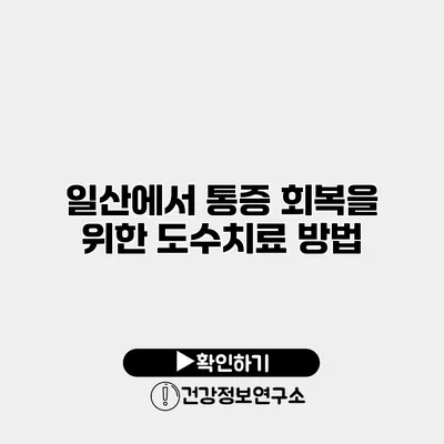 일산에서 통증 회복을 위한 도수치료 방법