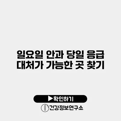 일요일 안과 당일 응급 대처가 가능한 곳 찾기