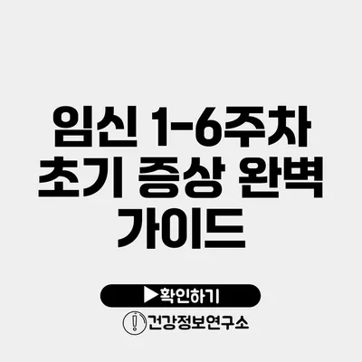 임신 1-6주차 초기 증상 완벽 가이드