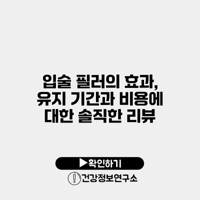 입술 필러의 효과, 유지 기간과 비용에 대한 솔직한 리뷰