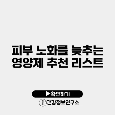 피부 노화를 늦추는 영양제 추천 리스트