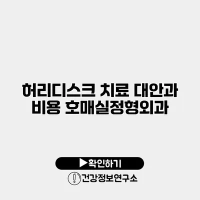 허리디스크 치료 대안과 비용 호매실정형외과