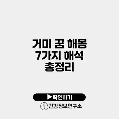 거미 꿈 해몽 7가지 해석 총정리