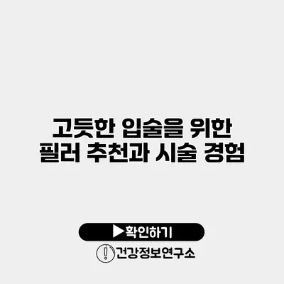 고듯한 입술을 위한 필러 추천과 시술 경험
