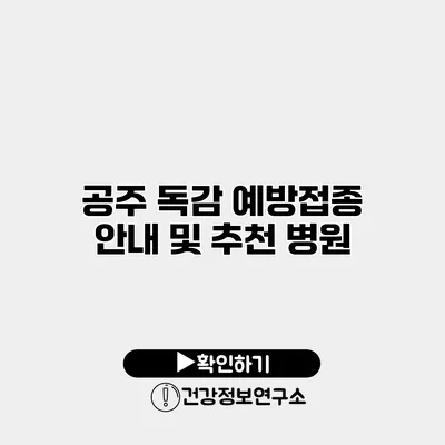 공주 독감 예방접종 안내 및 추천 병원