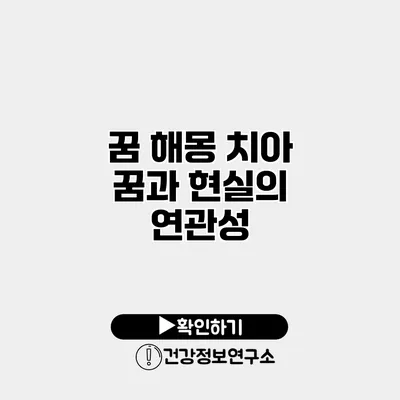 꿈 해몽 치아 꿈과 현실의 연관성
