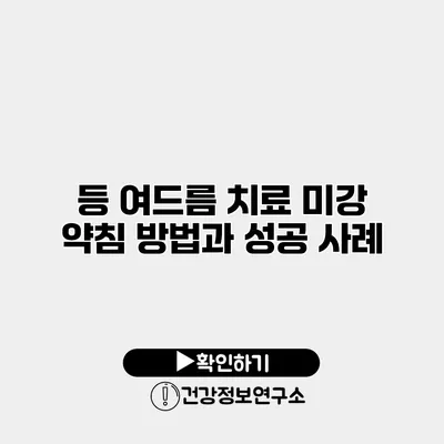등 여드름 치료 미강 약침 방법과 성공 사례
