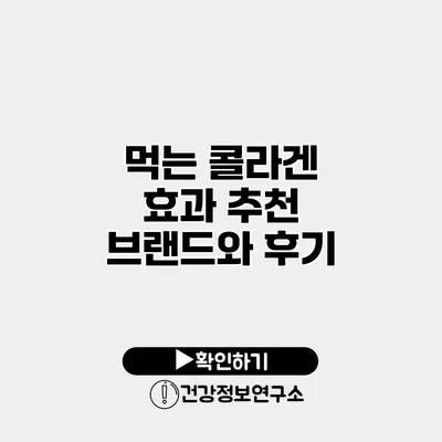 먹는 콜라겐 효과 추천 브랜드와 후기