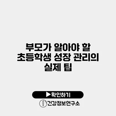 부모가 알아야 할 초등학생 성장 관리의 실제 팁