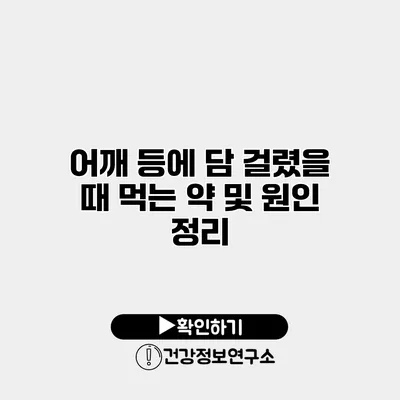 어깨 등에 담 걸렸을 때 먹는 약 및 원인 정리