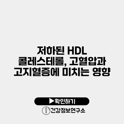 저하된 HDL 콜레스테롤, 고혈압과 고지혈증에 미치는 영향