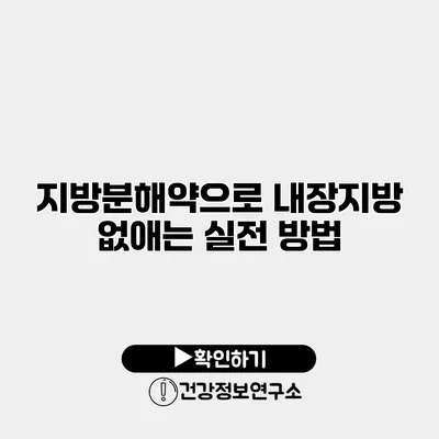 지방분해약으로 내장지방 없애는 실전 방법