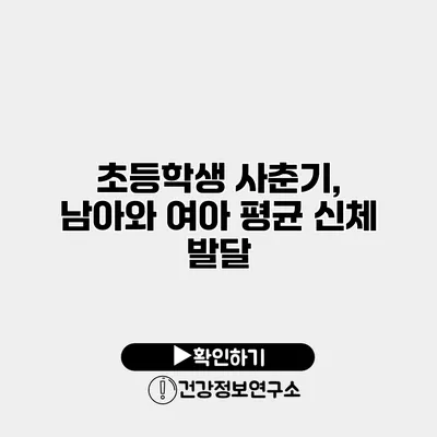 초등학생 사춘기, 남아와 여아 평균 신체 발달