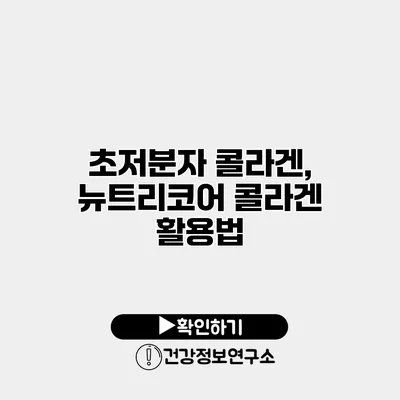 초저분자 콜라겐, 뉴트리코어 콜라겐 활용법