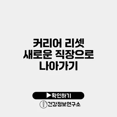 커리어 리셋 새로운 직장으로 나아가기