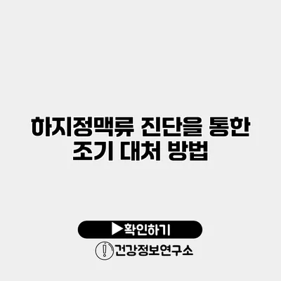 하지정맥류 진단을 통한 조기 대처 방법