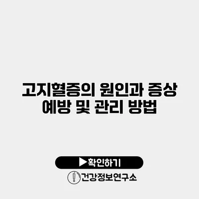 고지혈증의 원인과 증상 예방 및 관리 방법