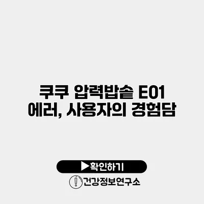 쿠쿠 압력밥솥 E01 에러, 사용자의 경험담