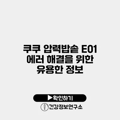 쿠쿠 압력밥솥 E01 에러 해결을 위한 유용한 정보
